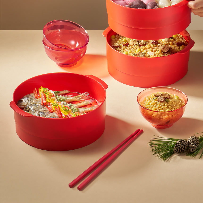 멀티 찜기 2단 빨강