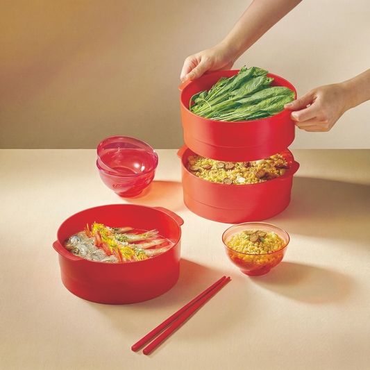 멀티 찜기 2단 빨강