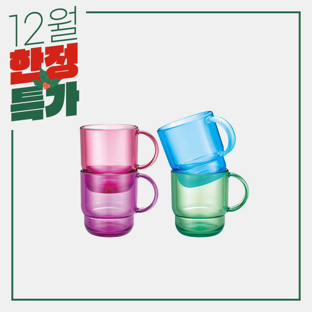 클리어 머그 세트 4개