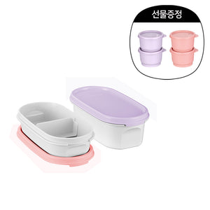 틴틴 도시락 소형 1개& 중형 1개 (~5월 31일까지)(구매 시, 스낵 컵 핑크 2개& 보라 2개 증정)